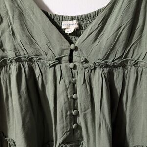 Aeropostale Olive Button-Down Blouse